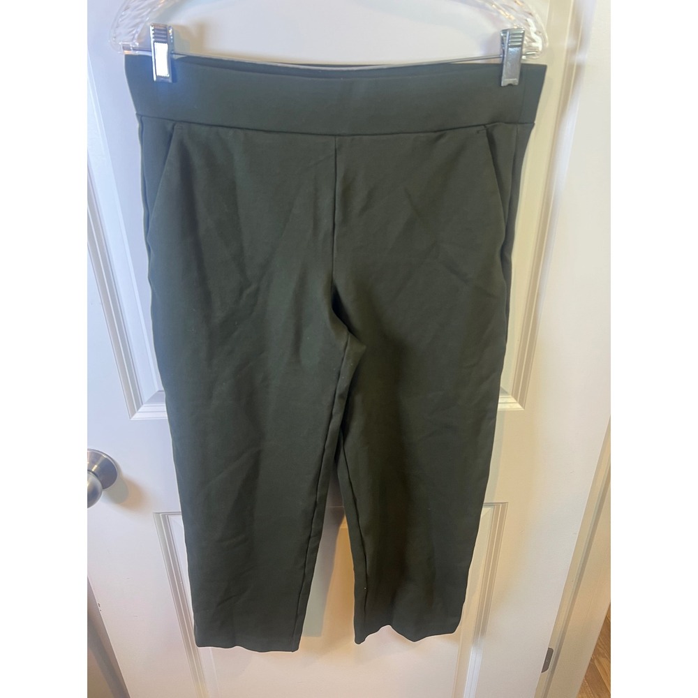 LOFT Womens Cropped Pants Pull On Elastic Waist Olive Green Size LP